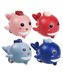 Elecart Whale Press Mechanical Sliding Toy Push and Go Toy Crawling Toys Pack of 4 - Random Color