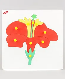 Alpaks Montessori Knob Peg Puzzles Hibiscus  Flower Red - 10 Pieces