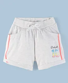 Sundae Kids Cotton Lycra Mid Thigh Length Shorts Text Print - Grey