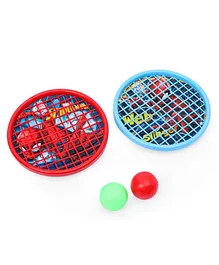 Spider Man Mini Fun Shot Hand Tennis With Balls - Sky Blue & Red