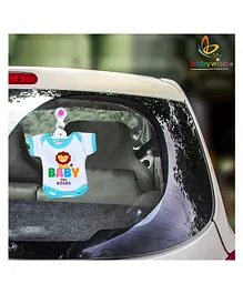 Babywish Baby on Board Car Decals Cloth Safety Sign Board Come with One Hanger & One Large Vaccum Suction Cups - Blue