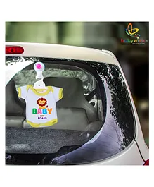 Babywish Baby on Board Car Decals Cloth Safety Sign Board Come with One Hanger & One Large Vaccum Suction Cups - Yellow