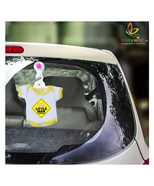babywish Baby on Board Car Decals Cloth Safety Sign Board Come with One Hanger & One Large Vaccum Suction Cups Little Man On Board- Yellow