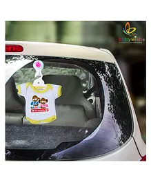 babywish Baby on Board Car Decals Cloth Safety Sign Board Come with One Hanger & One Large Vaccum Suction Cups Babies On Board- Yellow