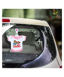 babywish Baby on Board Car Decals Cloth Safety Sign Board Come with One Hanger & One Large Vaccum Suction Cups Babies On Board- Pink