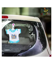 babywish Baby on Board Car Decals Cloth Safety Sign Board Come with Hanger & Large Vacuum Suction Cups - Blue