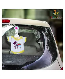 babywish Baby on Board Car Decals Cloth Safety Sign Board Come with One Hanger & One Large Vacuum Suction Cups Lovely Baby in Car- Yellow