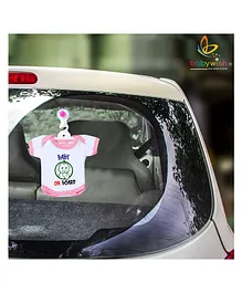 babywish Baby on Board Car Decals Cloth Safety Sign Board Come with One Hanger & One Large Vacuum Suction Cups Naughty Baby On Board- Pink