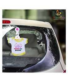 babywish Baby on Board Car Decals Cloth Safety Sign Board with Hanger & Large Vacuum Suction Cups - Yellow