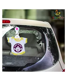 babywish Baby on Board Car Decals Cloth Safety Sign Board Come with One Hanger & One Large Vaccum Suction Cups Naughty Baby In Car Print - Yellow