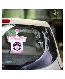 babywish Baby on Board Car Decals Cloth Safety Sign Board Come with One Hanger & One Large Vaccum Suction Cups Naughty Baby In Car Print - Pink