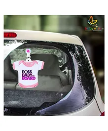 babywish Baby on Board Car Decals Cloth Safety Sign Board Come with One Hanger & One Large Vaccum Suction Cups Boss  Baby On Board Print - Pink