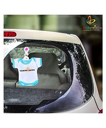 babywish Baby on Board Car Decals Cloth Safety Sign Board Come with One Hanger & One Large Vaccum Suction Cups Baby On Board Kids Playing Print - Blue