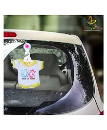 babywish Baby on Board Car Decals Cloth Safety Sign Board Come with One Hanger & One Large Vaccum Suction Cups Kids On Board Star Print - Yellow