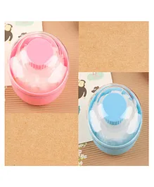 Kritiu Baby Powder Puff With Case Pack Of 2- Pink Blue