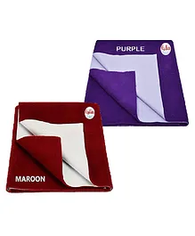 Kritiu Baby Smart Dry Bed Protector Sheet Small Pack Of 2 - Maroon & Purple