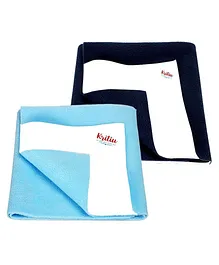 Kritiu Baby Smart Dry Bed Protector Sheet Small Pack Of 2 - Sky & Navy