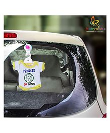 babywish Baby on Board Car Decals Cloth Safety Sign Board Come with One Hanger & One Large Vaccum Suction Cups Princess On Board Smile Print - Yellow