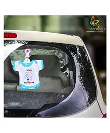 babywish Baby on Board Car Decals Cloth Safety Sign Board Come with One Hanger & One Large Vaccum Suction Cups Kids On Board - Blue