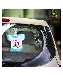 babywish Baby on Board Car Decals Cloth Safety Sign Board Come with One Hanger & One Large Vaccum Suction Cups Baby On Board Large Bear Print - Blue