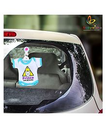 babywish Baby on Board Car Decals Cloth Safety Sign Board Come with One Hanger & One Large Vaccum Suction Prince On Board Triangle Print - Blue