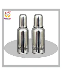 SafeChamp Missile Sterilizable 304 Grade Joint Less Steel Feeding Bottle P2 Silver - 200 ml & 300 ml