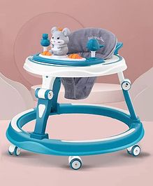 Baby Multi Function Adjustable Height Baby Walker with Toy Bar & Music - Blue White