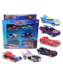Enorme High Speed Free Wheel Die-cast Metal Push and Go Superhero Racing Cars Pack of 6 - Color May Vary
