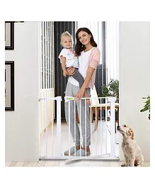 Baybee Auto Close Baby Safety Gate with Lock System With Extension - White