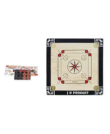 JD Sports Small Carrom Board With Coins - Cream And Black
