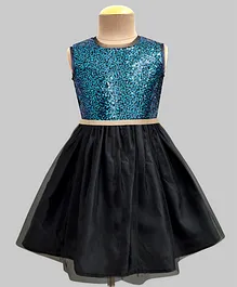 A.T.U.N Stylish Sequins Dress - Black & Turquoise