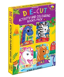 Die-cut Activity and Colouring Books  Pack of 4 Books - English