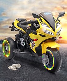 Babyhug Battery Operated Three Wheel Mini Bike With Music and Lights - Yellow