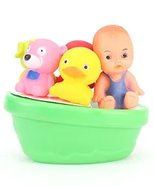 Ratnas Squeezy Babies Bath Toys With Animal Friends Pack Of 6 (Color May Vary)