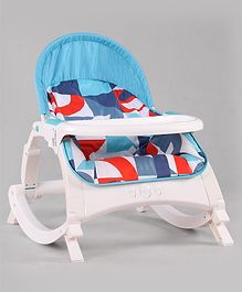 2 in 1 Baby Bouncer Newborn to Toddler Rocker Cum Reclining Chair with Removable Tray & Soothing Vibrations and Music - Blue