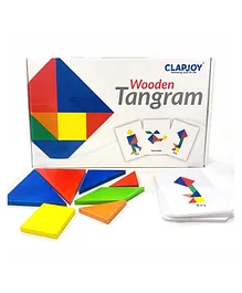 Clapjoy Wooden Tangram Puzzle with Flash Cards Multicolour - 50 Pieces