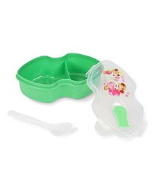 Let's Go Together Print Lunchbox With Spoon - Green