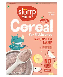 Slurrp Farm Ragi Apple & Banana Cereal with No Sugar Instant Baby Cereal with No Milk No Preservatives - 200 g