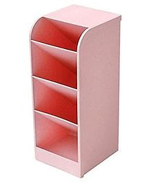 Kunya Compartments Plastic Multifunction 4 Grid Candy Pen Holder - Pink