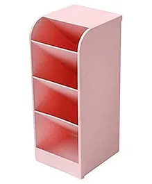 Kunya Compartments Plastic Multifunction 4 Grid Candy Pen Holder - Pink