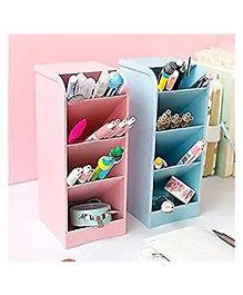 KUNYA 4 Compartments Plastic Multifunction 4 Grid Candy Pen Holder Pack of 2 - Multicolour