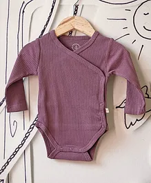 Love The World Today Full Sleeves Ribbed Solid Onesie - Purple