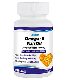 Healthvit Omega 3 Fish Oil Double Strength EPA & DHA 1000 mg - 60 Softgels