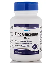 Healthvit Zinc Gluconate 50 mg - 60 Capsules