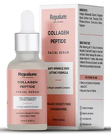 Rejusure Collagen Peptide Face Serum for Enhance Skin Elasticity Anti Wrinkles Antiaging Improves Skin Texture Deep Moisturization of Skin Cruelty Free & Dermatologist Tested   10ml