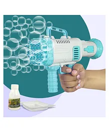 NHR Bubble Gatling Gun with Solution 32 Hole Electric Bubble Gun - Blue