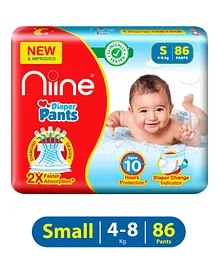 Niine Baby Diaper Pants Small Size  for Overnight Protection with Rash Control - 86 Pants