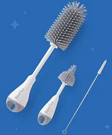Bonfino Bottle & Nipple Cleaning
                              Brushes Set Of 3 - Grey| Straw Cleaning
                              Brush| Scratch Resistant Silicone
                              Bristles| BPA Free & Food Grade|
                              Ergonomic Handle| For Bottles, Sippers,
                              Teats, Straw