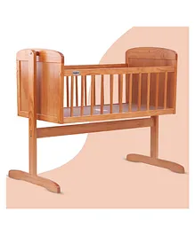 Baybee Wooden Cradle Baby Crib with Mosquito Net & Swing Lock Function - Antique