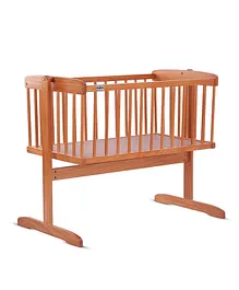 Baybee Wooden Cradle Baby Crib with Mosquito Net & Swing Lock Function - Antique